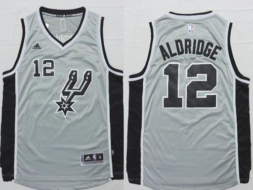 Spurs #12 LaMarcus Aldridge Grey Alternate Stitched NBA Jersey