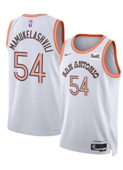 Men's San Antonio Spurs #54 Sandro Mamukelashvili White 2023/24 City Edition Stitched Basketball Jersey