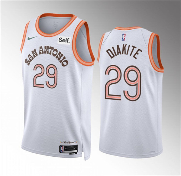 Men's San Antonio Spurs #29 Mamadi Diakite White 2023/24 City Edition Stitched Basketball Jersey