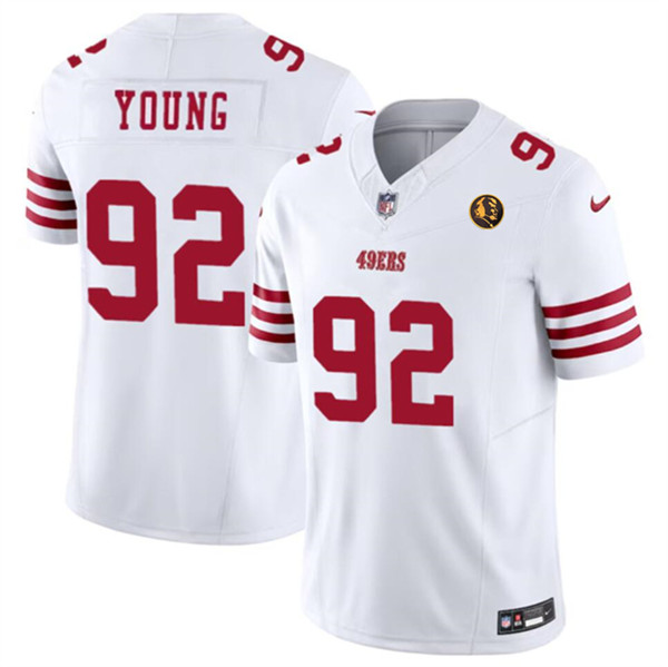 Men's San Francisco 49ers #92 Chase Young White 2023 F.U.S.E. With John Madden Patch Vapor Limited Football Stitched Jersey