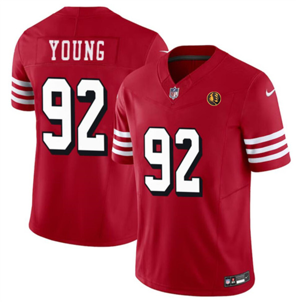 Men's San Francisco 49ers #92 Chase Young New Red 2023 F.U.S.E. With John Madden Patch Vapor Limited Football Stitched Jersey
