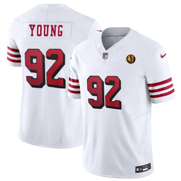 Men's San Francisco 49ers #92 Chase Young New White 2023 F.U.S.E. With John Madden Patch Vapor Limited Football Stitched Jersey