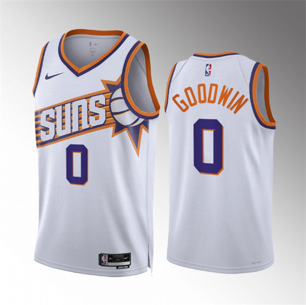 Men's Phoenix Suns #0 Jordan Goodwin White Association Edition Stitched Basketball Jersey