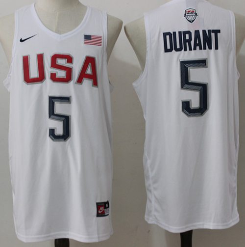 Nike Team USA #5 Kevin Durant White 2016 Dream Team Stitched NBA Jersey