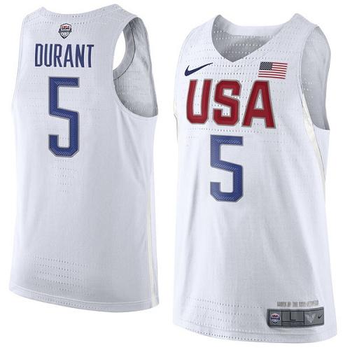 Nike Team USA #5 Kevin Durant White 2016 Dream Team Game NBA Jersey