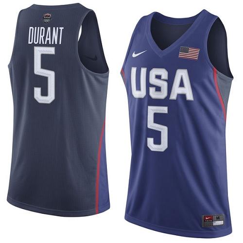 Nike Team USA #5 Kevin Durant Navy Blue 2016 Dream Team Game NBA Jersey