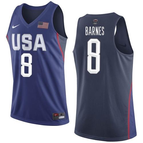 Nike Team USA #8 Harrison Barnes Navy Blue 2016 Dream Team Game NBA Jersey