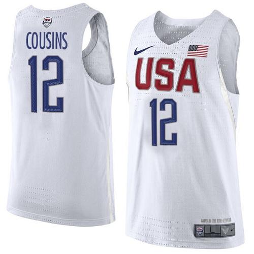 Nike Team USA #12 DeMarcus Cousins White 2016 Dream Team Game NBA Jersey