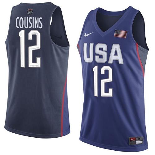 Nike Team USA #12 DeMarcus Cousins Navy Blue 2016 Dream Team Game NBA Jersey