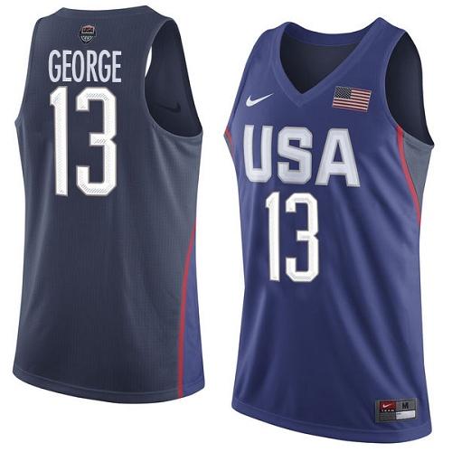 Nike Team USA #13 Paul George Navy Blue 2016 Dream Team Game NBA Jersey