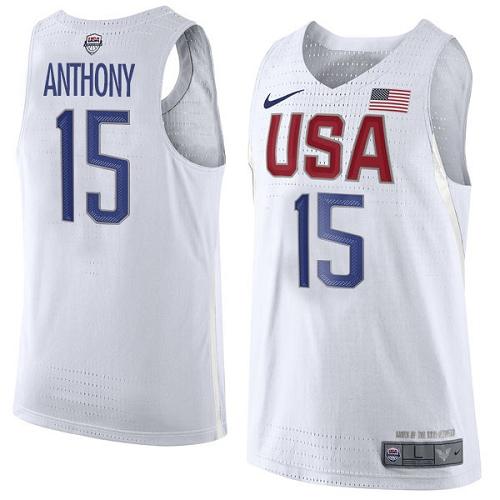 Nike Team USA #15 Carmelo Anthony White 2016 Dream Team Game NBA Jersey