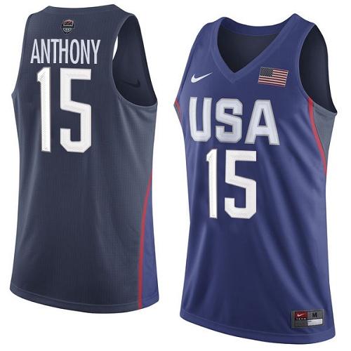Nike Team USA #15 Carmelo Anthony Navy Blue 2016 Dream Team Game NBA Jersey