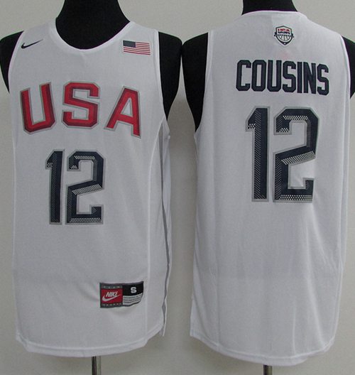 Nike Team USA #12 DeMarcus Cousins White 2016 Dream Team Stitched NBA Jersey