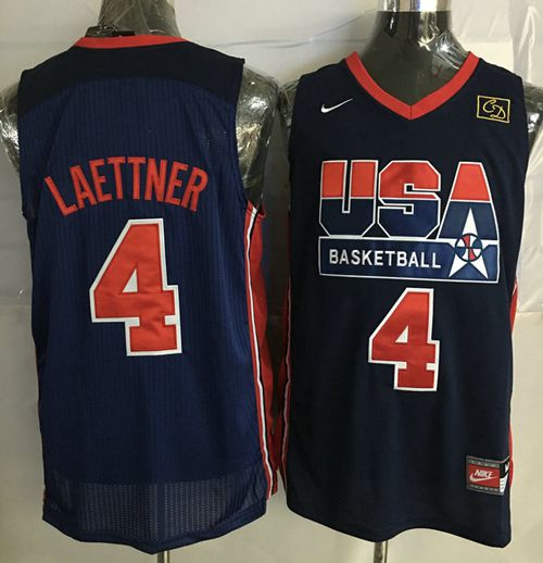Team USA #4 Christian Laettner Dark Blue 2012 USA Basketball Retro Stitched NBA Jersey