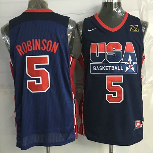 Team USA #5 David Robinson Dark Blue 2012 USA Basketball Retro Stitched NBA Jersey