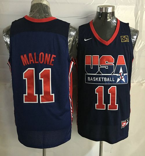 Team USA #11 Karl Malone Dark Blue 2012 USA Basketball Retro Stitched NBA Jersey