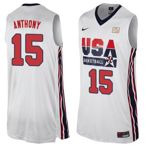 Nike Team USA #15 Carmelo Anthony White 2012 USA Basketball Retro Stitched NBA Jersey