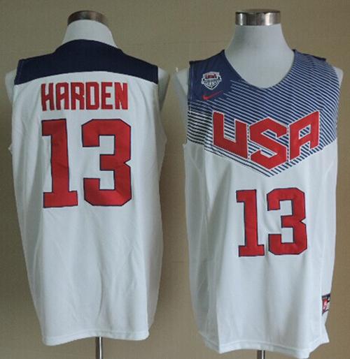 Nike 2014 Team USA #13 James Harden White Stitched NBA Jersey
