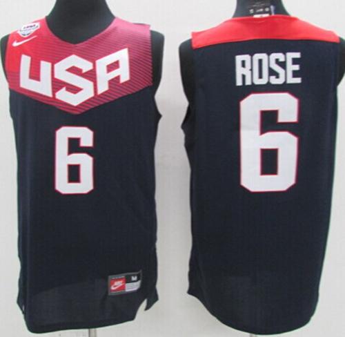 Nike 2014 Team USA #6 Derrick Rose Dark Blue Stitched NBA Jersey