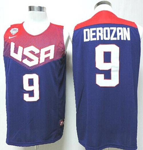 Nike 2014 Team USA #9 DeMar DeRozan Dark Blue Stitched NBA Jersey