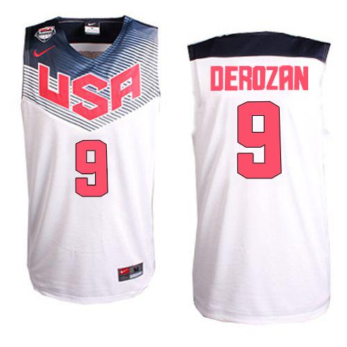 Nike 2014 Team USA #9 DeMar DeRozan White Stitched NBA Jersey