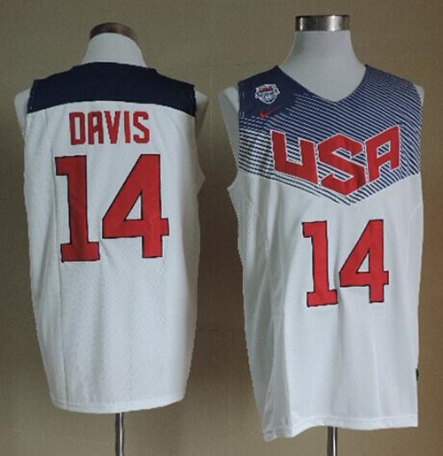 Nike 2014 Team USA #14 Anthony Davis White Stitched NBA Jersey