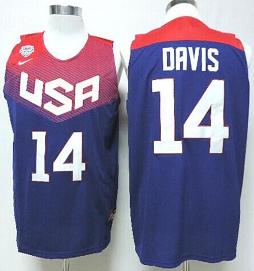 Nike 2014 Team USA #14 Anthony Davis Dark Blue Stitched NBA Jersey