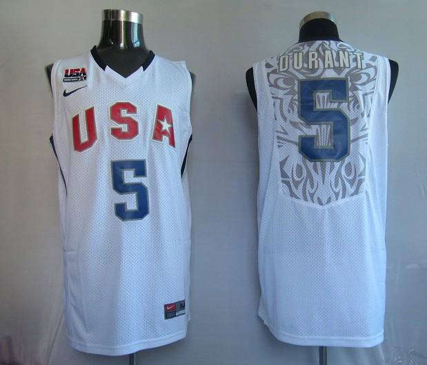 Nike Tournament #5 Kevin Durant White Stitched NBA Jersey