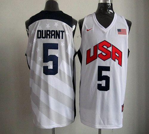 Nike 2012 Olympics Team USA #5 Kevin Durant White Stitched NBA Jersey