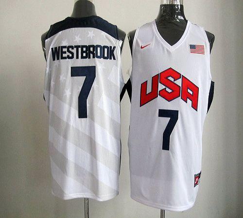 Nike 2012 Olympics Team USA #7 Russell Westbrook White Stitched NBA Jersey