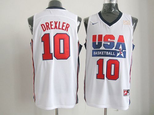 Nike Team USA #10 Clyde Drexler White 2012 USA Basketball Retro Stitched NBA Jersey