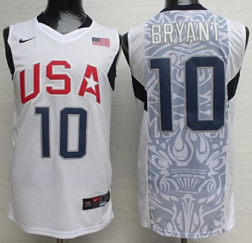 Nike 2008 Team USA #10 Kobe Bryant White Stitched NBA Jersey