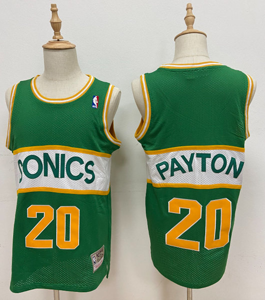 Thunder #20 Gary Payton Green Seattle Super Sonics Style Stitched NBA Jersey