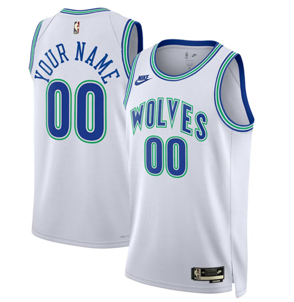 Men's Minnesota Timberwolves Active Player Custom White 2023/24 Classic Edition Stitched Jersey