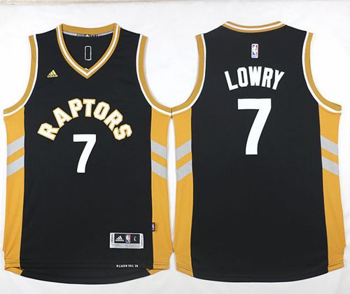 Raptors #7 Kyle Lowry Black/Gold Stitched NBA Jersey