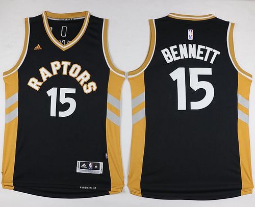 Raptors #15 Anthony Bennett Black/Gold Stitched NBA Jersey