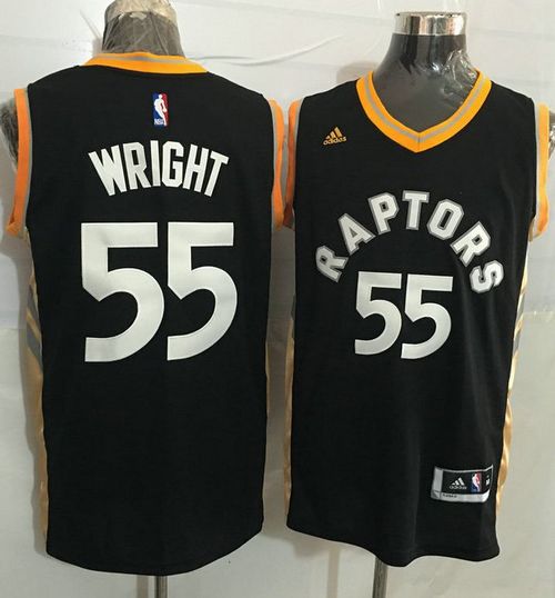 Raptors #55 Delon Wright Black/Gold Stitched NBA Jersey