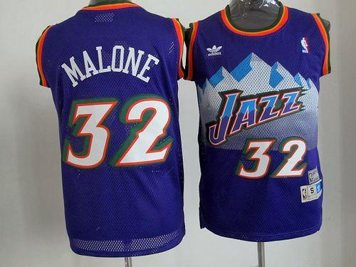 Jazz #32 Karl Malone Purple Throwback Stitched NBA Jersey