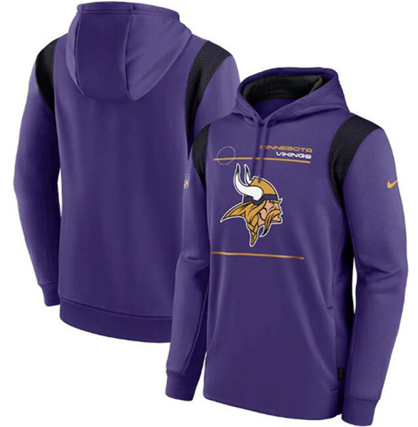 Men's Minnesota Vikings 2021 Purple Sideline Logo Performance Pullover ...