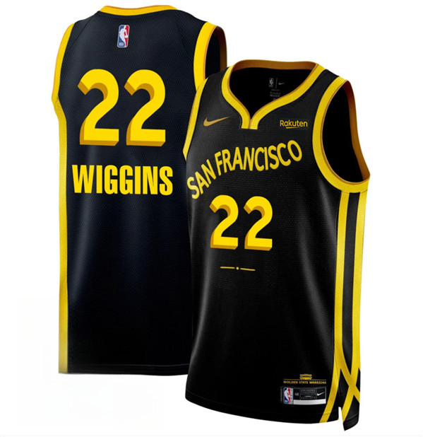 Men's Golden State Warriors #22 Andrew Wiggins Black 2023/24 City Edition Stitched Basketball Jersey