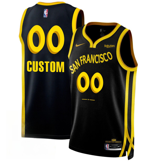 Men's Golden State Warriors Active Player Custom Black 2023/24 City Edition Stitched Jersey