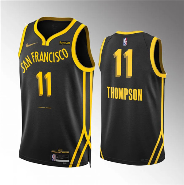 Men's Golden State Warriors #11 Klay Thompson Black 2023/24 City Edition Stitched Basketball Jersey