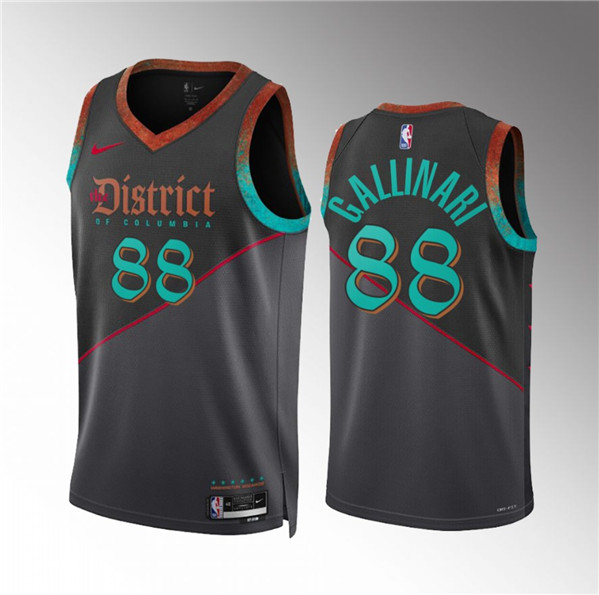 Men's Washington Wizards #88 Danilo Gallinari Black 2023/24 City Edition Stitched Basketball Jersey