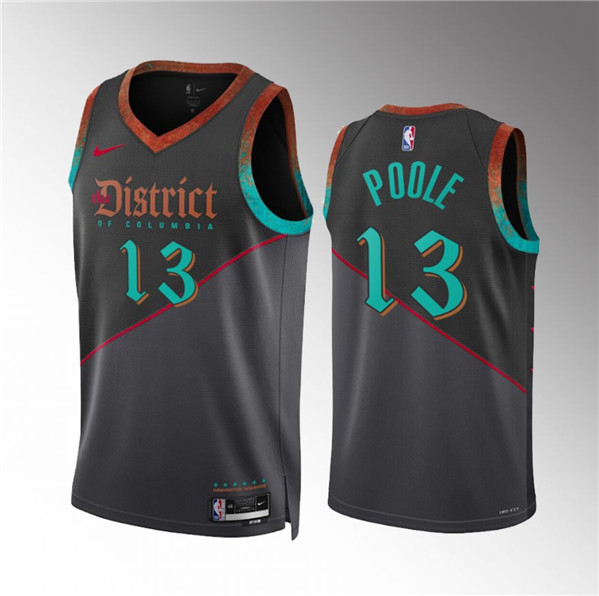Men's Washington Wizards #13 Jordan Poole Black 2023/24 City Edition Stitched Basketball Jersey