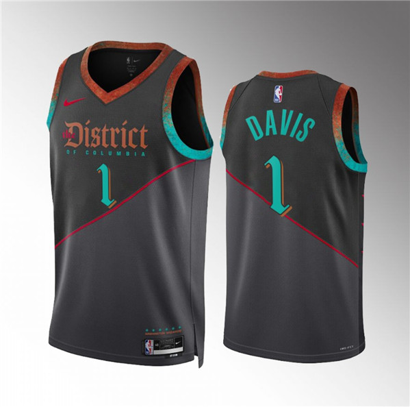 Men's Washington Wizards #1 Johnny Davis Black 2023/24 City Edition Stitched Basketball Jersey