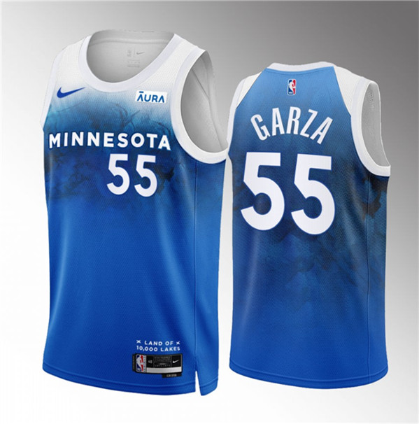 Men's Minnesota Timberwolves #55 Luka Garza Blue 2023/24 City Edition Stitched Jersey