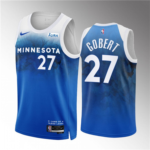 Men's Minnesota Timberwolves #27 Rudy Gobert Blue 2023/24 City Edition Stitched Jersey