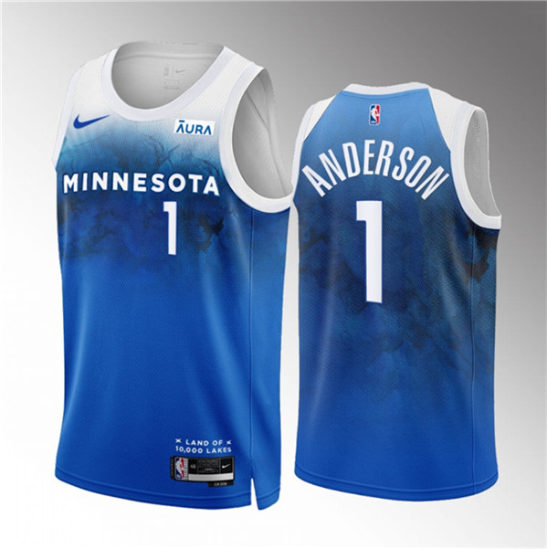 Men's Minnesota Timberwolves #1 Kyle Anderson Blue 2023/24 City Edition Stitched Jersey