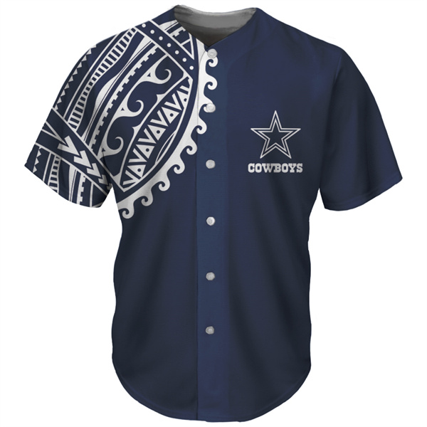 Men's Dallas Cowboys Navy Baseball Jersey
