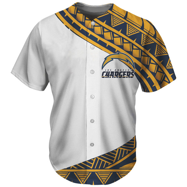 Men's Los Angeles Chargers White/Yellow Baseball Jersey